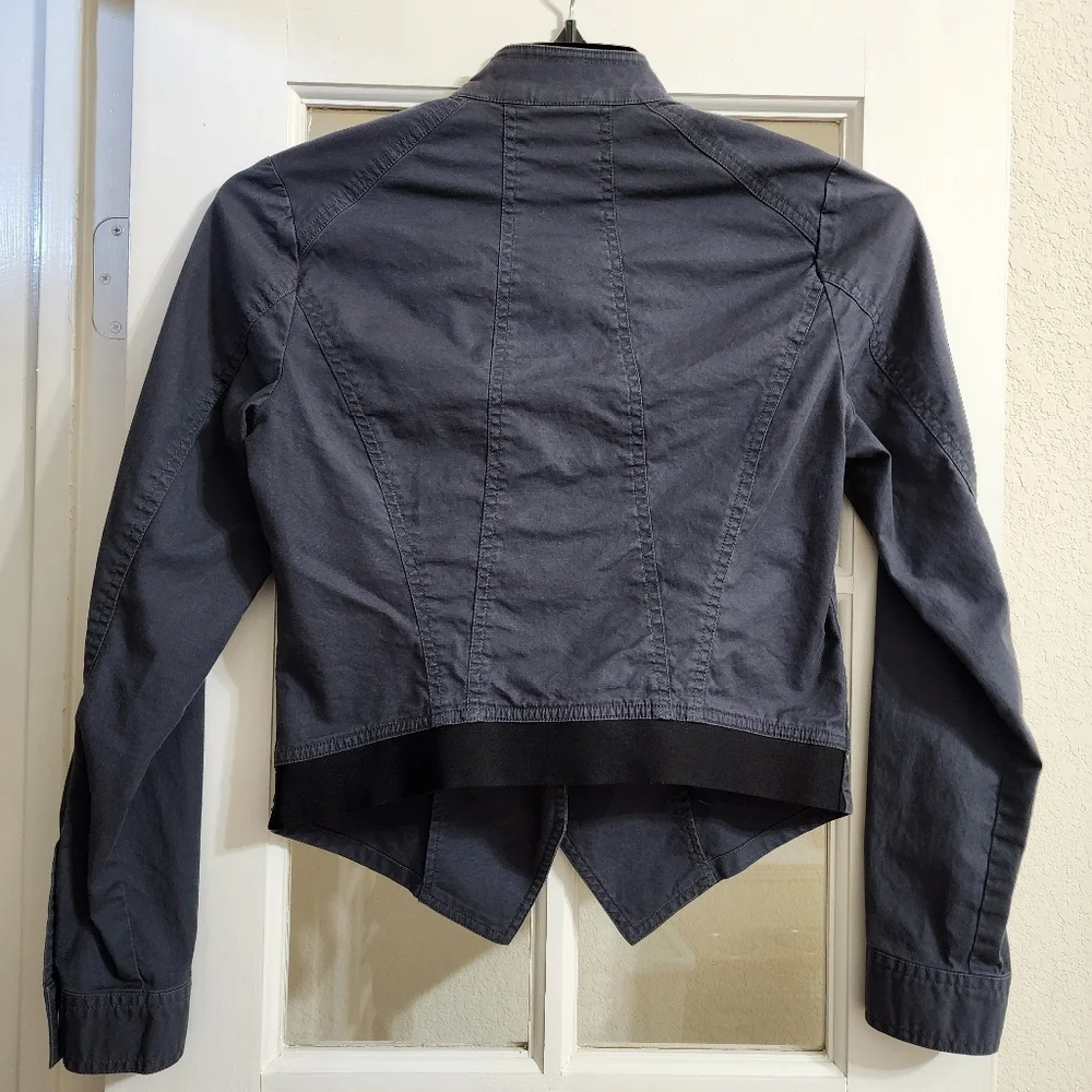 CAbi Twilight Moto Jacket Blue Gray Asym Zip Stretch Small
